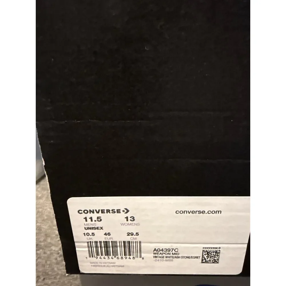 CONVERSE WEAPON MEN 11.5 MID VTG WHT ASH GREY OLD MONEY LARRY BIRD NWOB A04397C - Picture 5 of 6